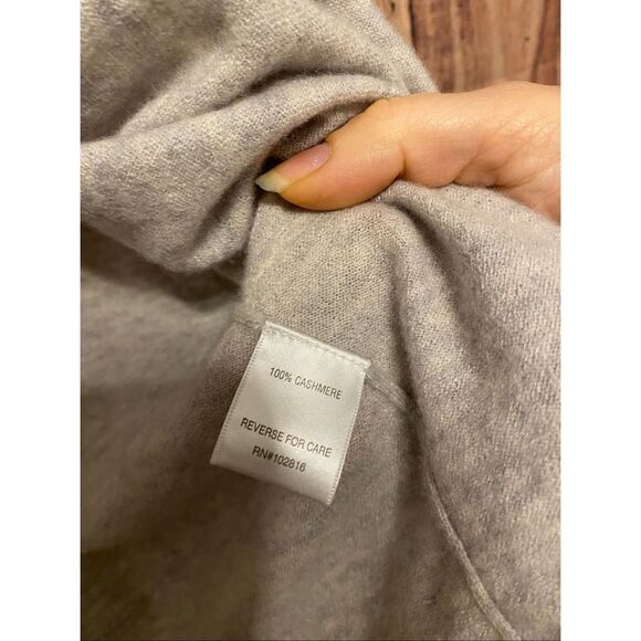 Garnet Hill Small 100% grey cashmere open front cardigan tie bottom - Picture 5 of 7